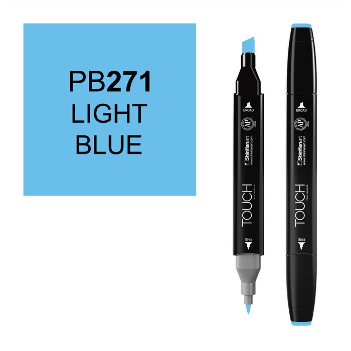 Маркер спиртовой Touch Twin цв. PB271 светло голубой леттеринг бизнес на кончике пера
