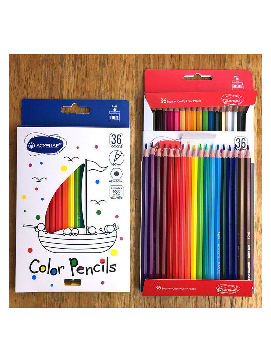 Набор карандашей цветных Acmeliae 36 цв+точилка, в картонном футляре Acm-9403-36 - фото 4