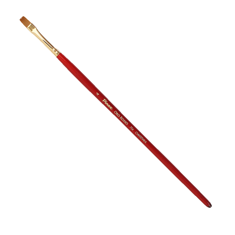 Купить Кисть синтетика №4 плоская Pinax Oro Rosso 754 короткая ручка, Китай