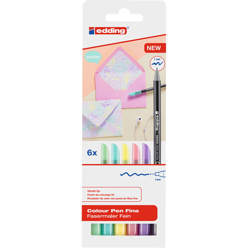 Набор фломастеров Edding 6 цв Пастельные цвета в картонной упаковке набор карандашей ных finenolo 12 ов в картонной упаковке