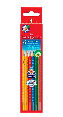 Набор цветных карандашей акварельных Faber-castell "Colour Grip" 6 цв в картоне