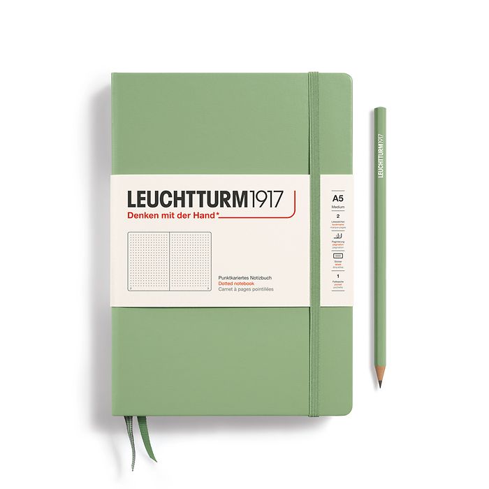Записная книжка в точку Leuchtturm A5 251 стр., твердая обложка пастельный зеленый наклейка три рубля на пропуск банковскую карту 85 х 54 мм