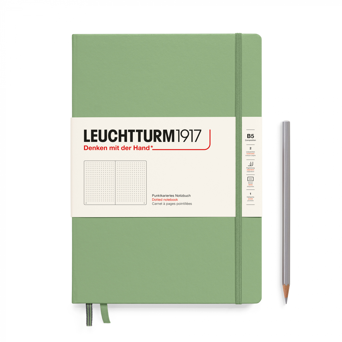 Блокнот в точку Leuchtturm1917 Composition B5 109 л, твердая обложка Зеленый Шалфей