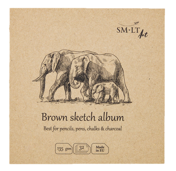 Альбом SMLT Layflat Brown 14х14 см 32 л 135 г, серая бумага
