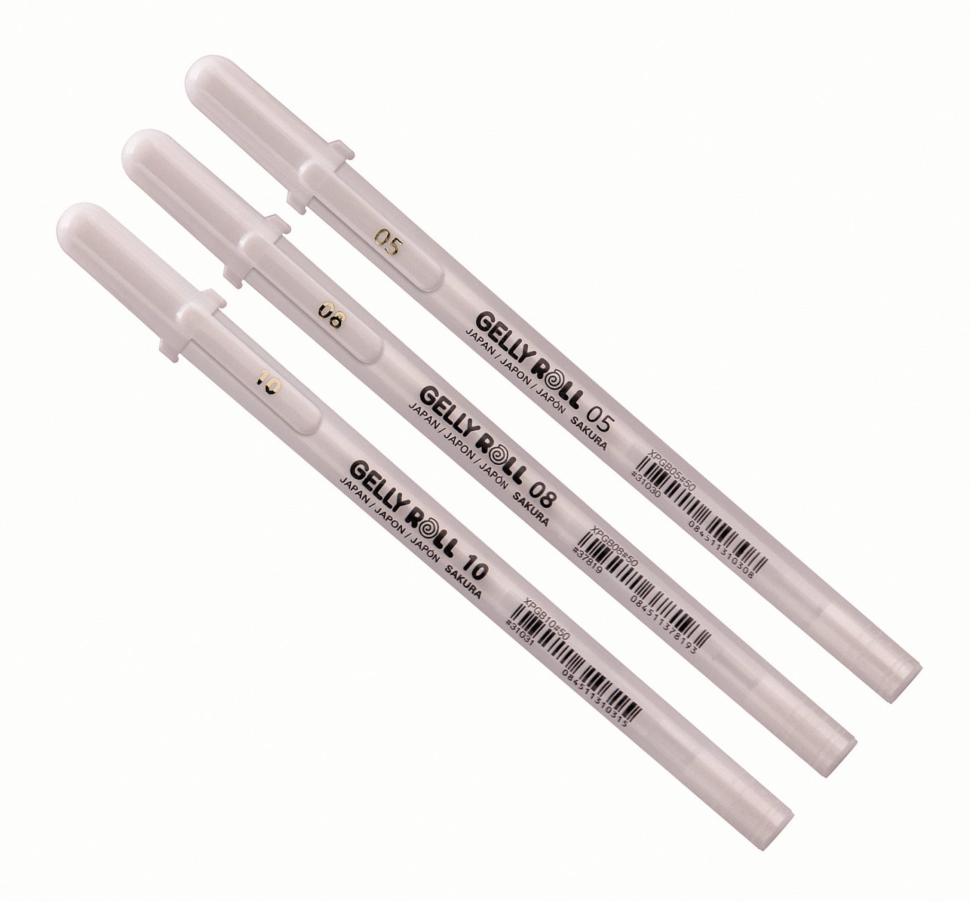 Ручка гелевая GELLY ROLL белая, все размеры ручка гелевая автомат с перманентными чернилами pentel energel permanent 0 7 мм стержень