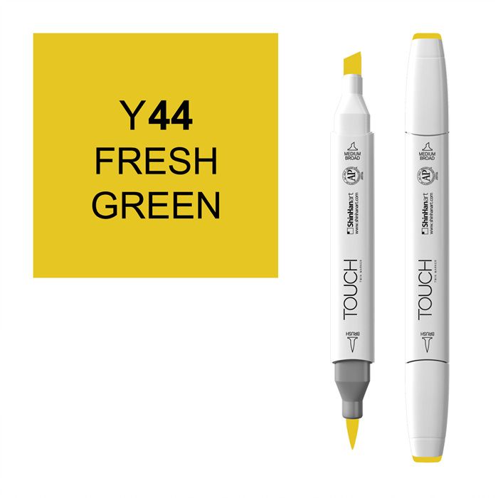 Маркер спиртовой BRUSH Touch Twin цв. Y44 свежий зеленый маркер спиртовой touch twin цв yr211 тигровая лилия