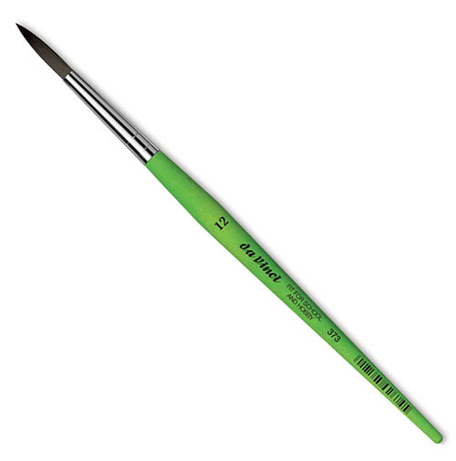 Кисть синтетика №12 круглая Da Vinci 373 короткая ручка высоко и низко рабочая тетрадь