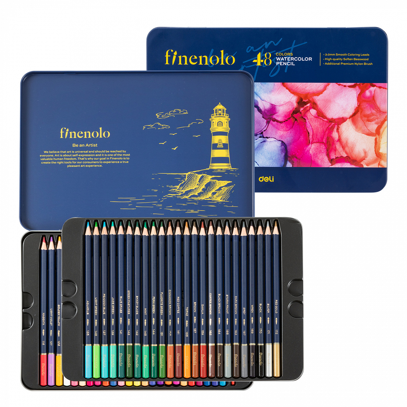 Набор карандашей акварельных Finenolo 48 цветов в металлическом пенале йога для мозгов 2 0 для продвинутых мозгойогов