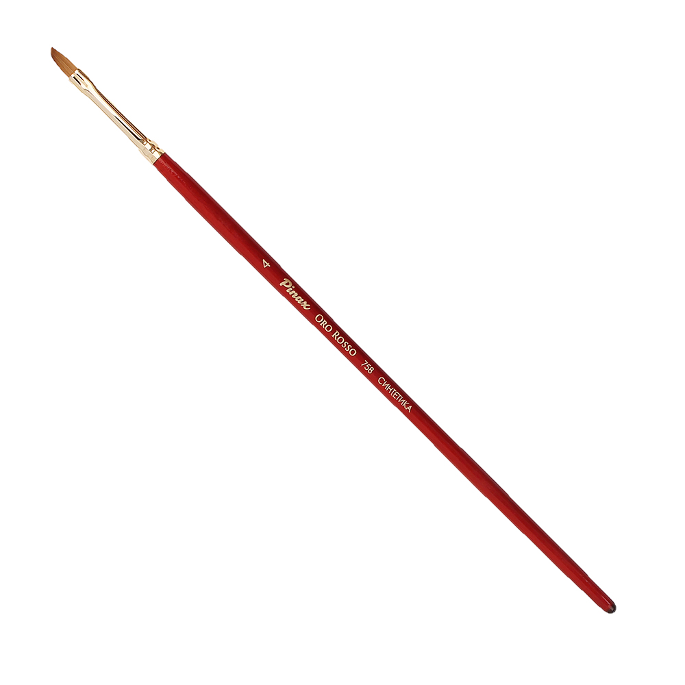 Кисть синтетика №4 скошенная Pinax Oro Rosso 758 короткая ручка, Китай  - купить со скидкой
