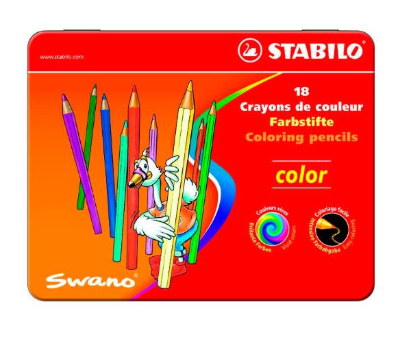Набор карандашей цветных Stabilo "Swano Color" 18 цв в металле 