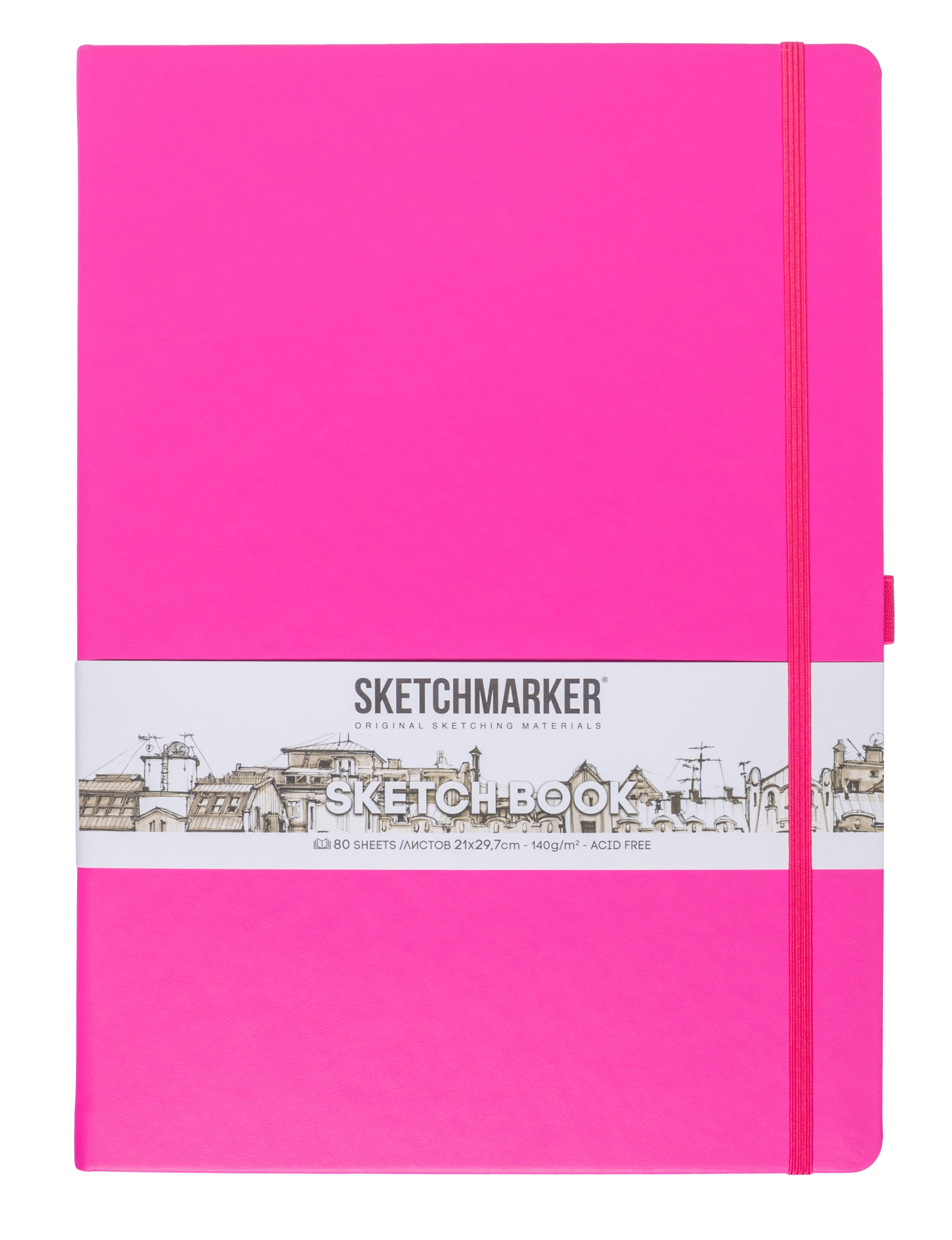 Блокнот для зарисовок Sketchmarker 21*29,7 cм 80 л 140 г, твердая обложка Фуксия