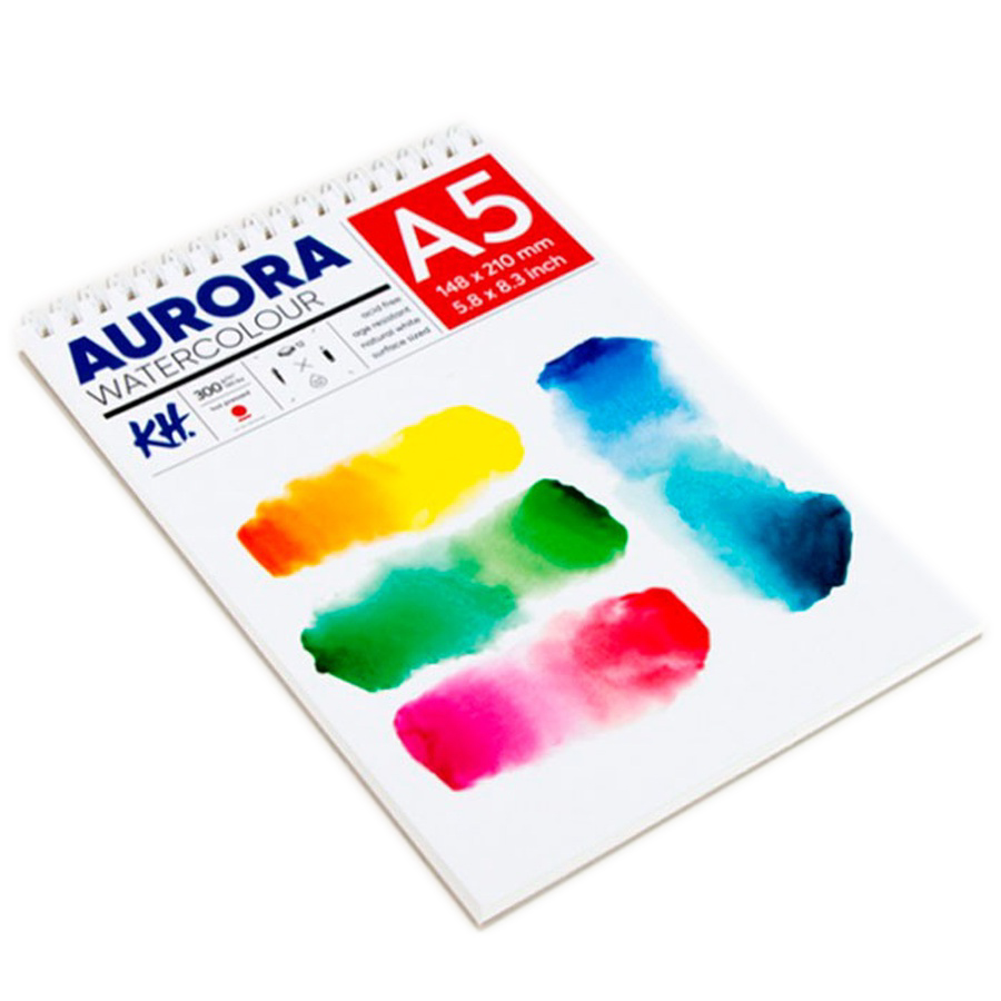 Альбом для акварели на спирали Aurora Hot А5 12 л 300 г 100% целлюлоза бумага для акварели aurora 54х78 см 300 г горячего пресования