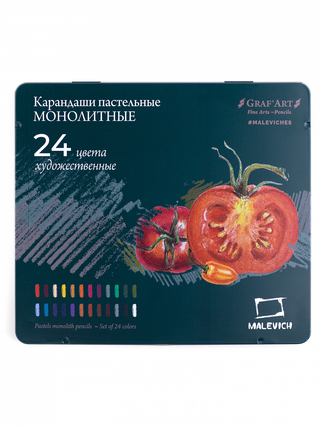 Набор карандашей пастельных монолитов Малевичъ GrafArt, 24 цветов пенал карманный для карандашей и ручек малевичъ