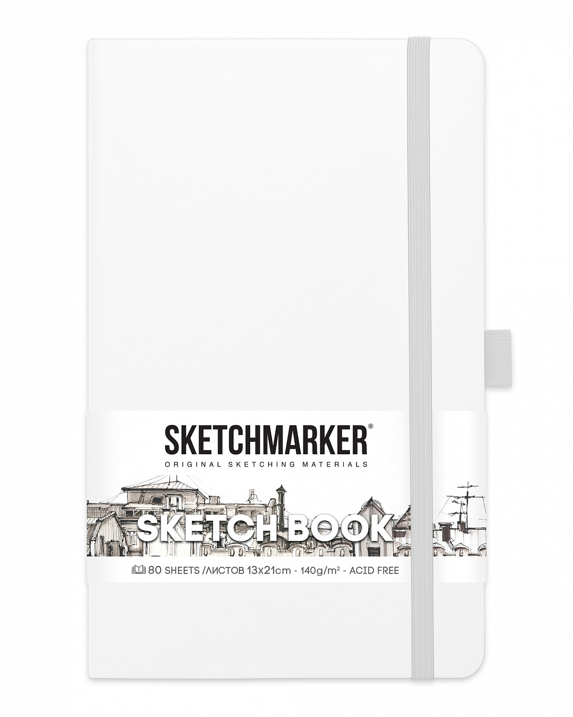 Блокнот для зарисовок Sketchmarker 13х21 см 80 л 140 г, твердая обложка Белый головоломка тексты для текстов не читающих стихотворения