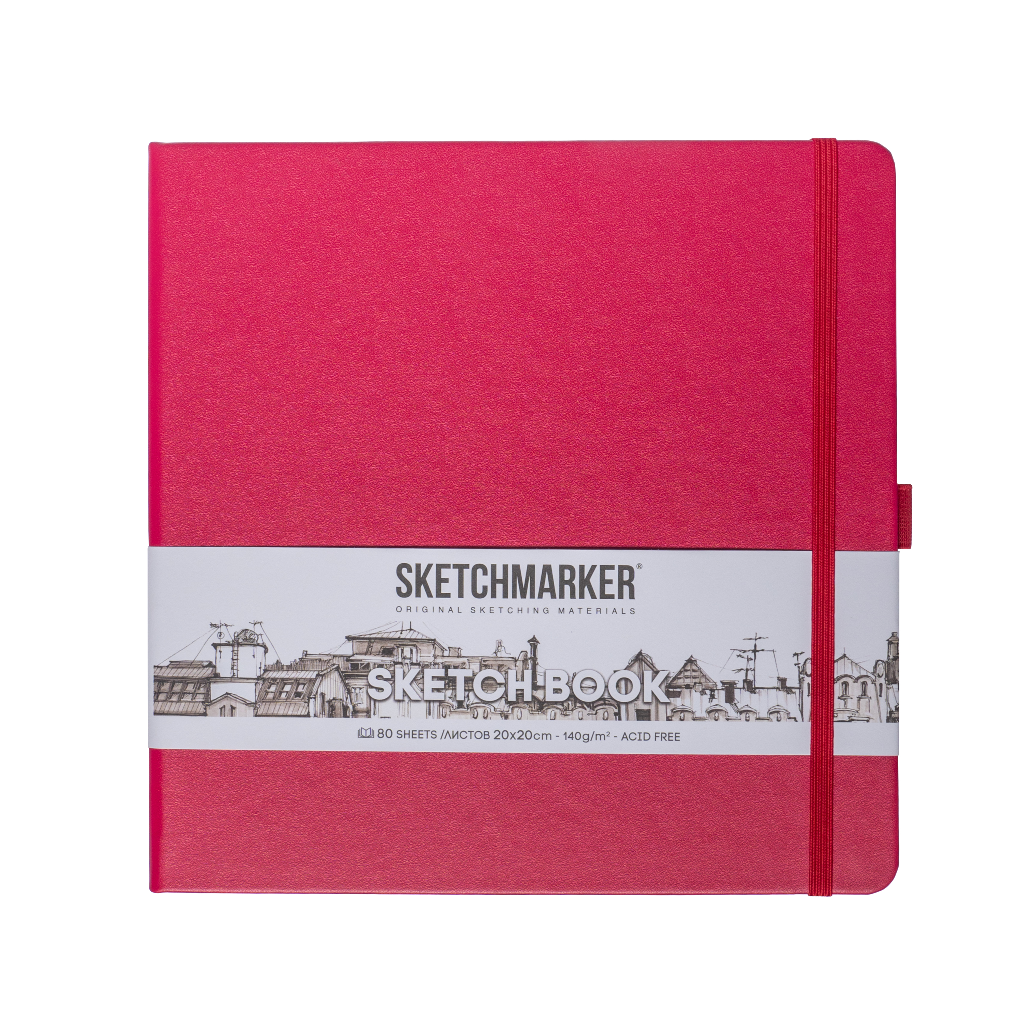 Блокнот для зарисовок Sketchmarker 20*20 cм 80 л 140 г, твердая обложка Маджента