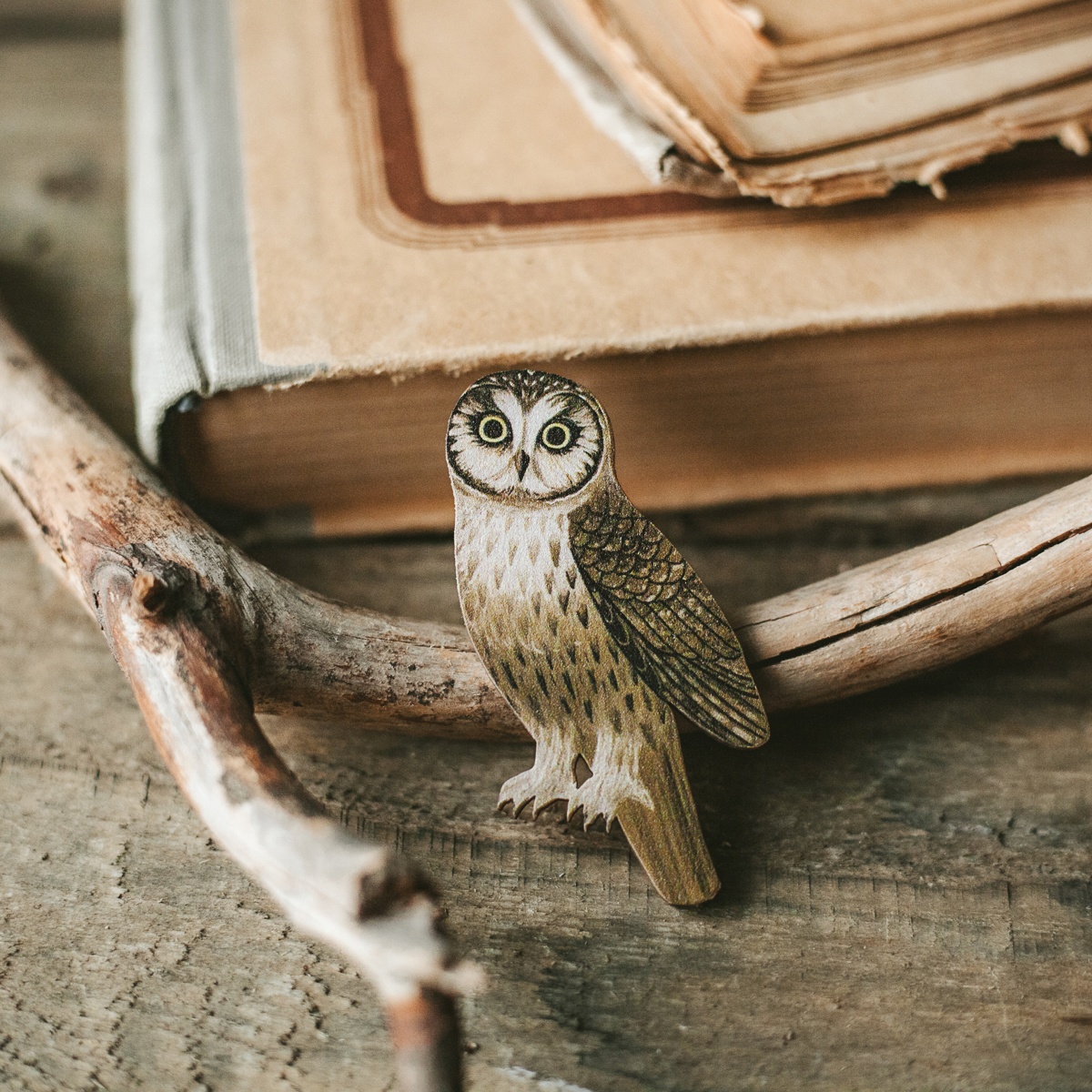 Деревянная брошка Дворникова А Сыч 396₽