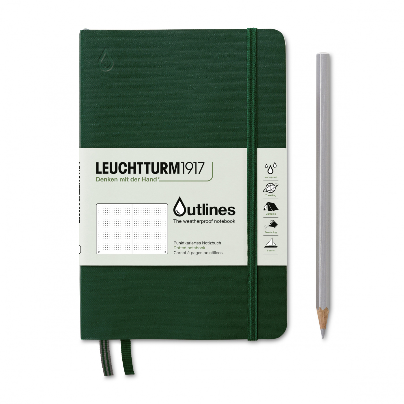 Записная книжка в точку Leuchtturm Outlines B6 89 стр., 150 г, мягкая обложка голубая ель