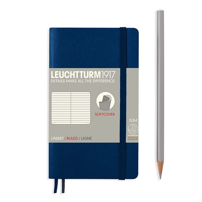 Записная книжка в линейку Leuchtturm Pocket A6 123 стр., мягкая обложка темно-синий записная книжка а6 120л кл лиловая пласт обл вырубка 3цв пласт разделителя инд уп