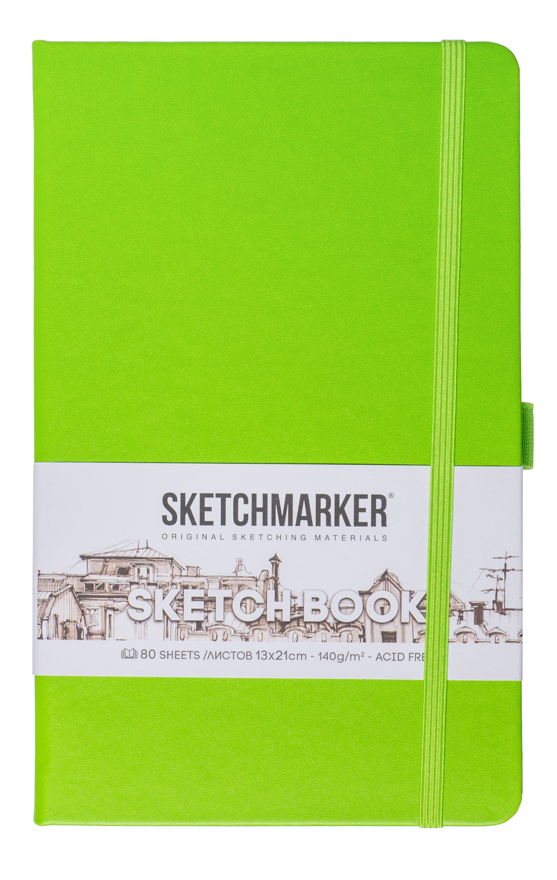 Блокнот для зарисовок Sketchmarker 13*21 cм 80 л 140 г, обложка Зеленый луг