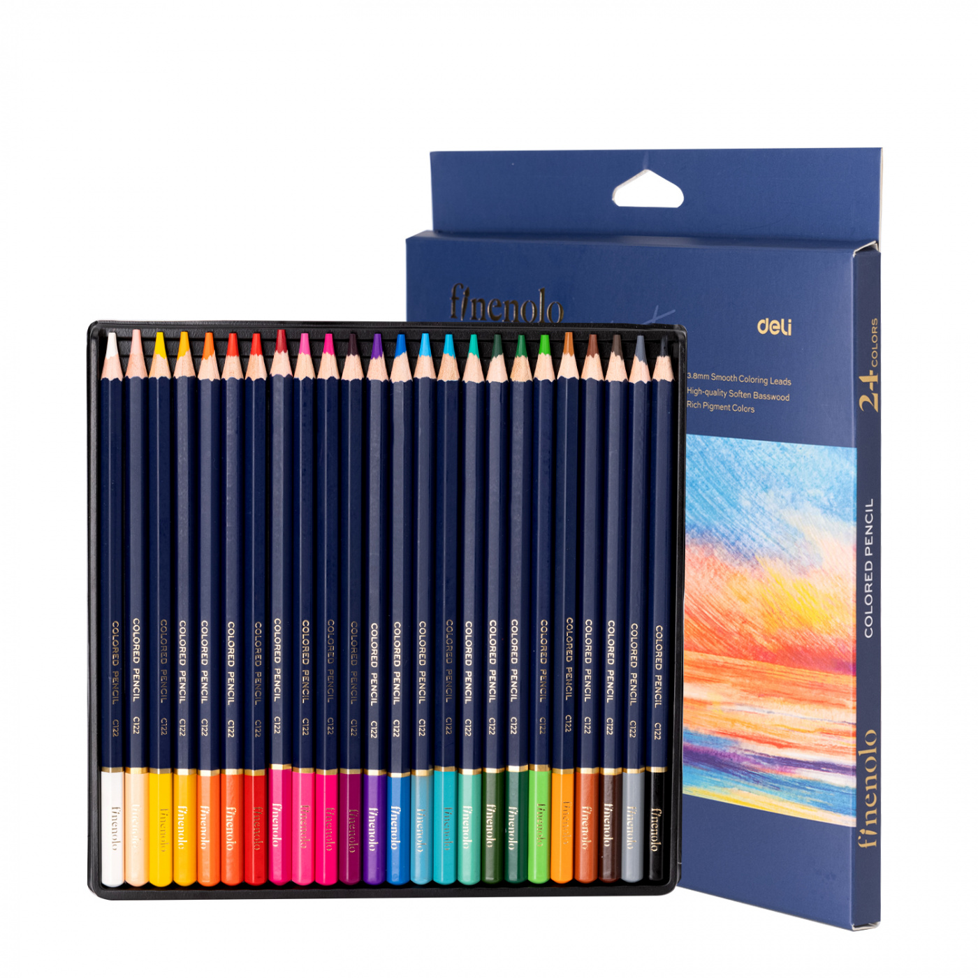 Набор карандашей цветных Finenolo 24 цвета в картонной упаковке набор фломастеров edding 6 цв пастельные а в картонной упаковке
