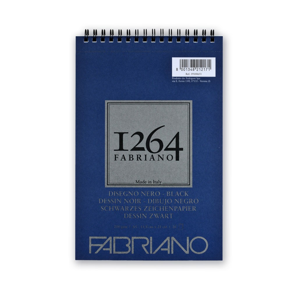 Альбом для графики на спирали Fabriano "1264 BLACK" 14,8х21 см 20 л 200 г