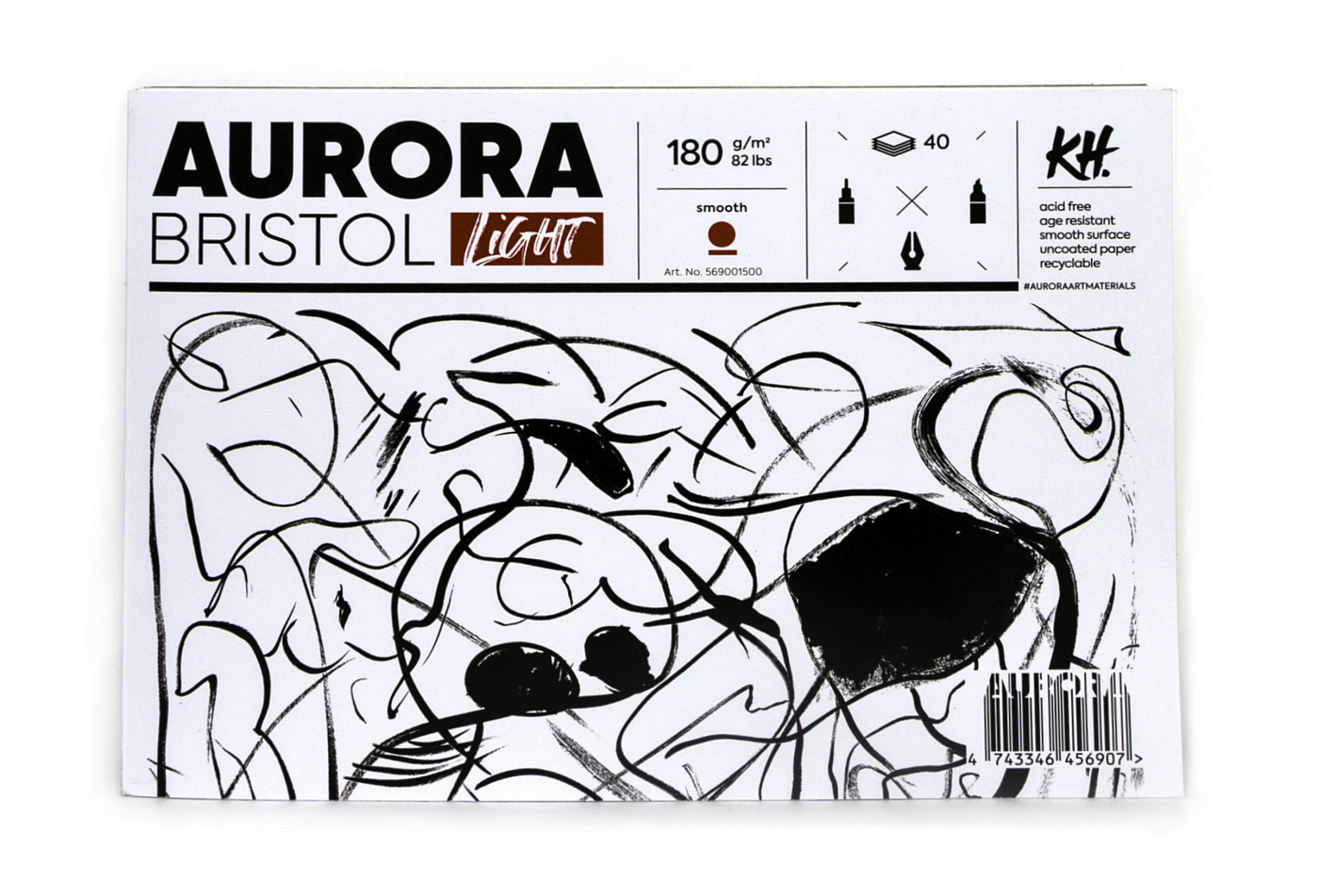 Альбом-склейка для графики Aurora Bristol А4 40 л, гладкий, альбомная ориентация скетчбук для графики aurora bristol 30 л