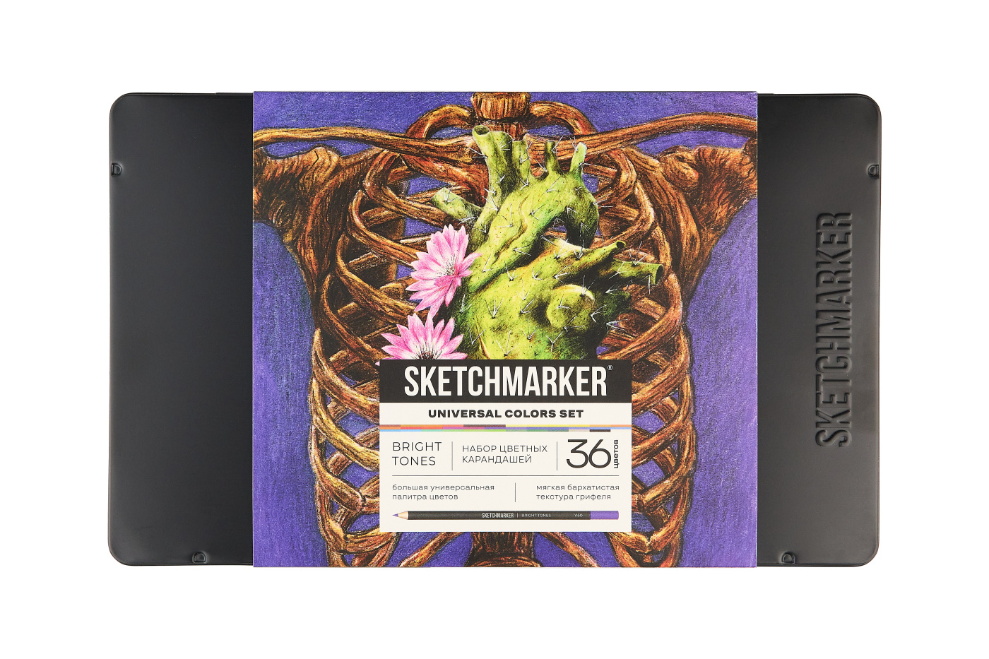Набор карандашей цветные Sketchmarker Универсальный 36 цветов жестяной пенал 1717₽