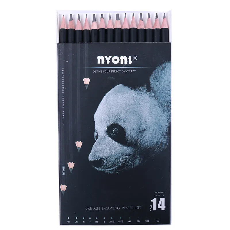 Набор карандашей чернографитных карандашей Nyoni 14 шт 4H-12B, в картоне ластик сонет овальный для чернографитных карандашей