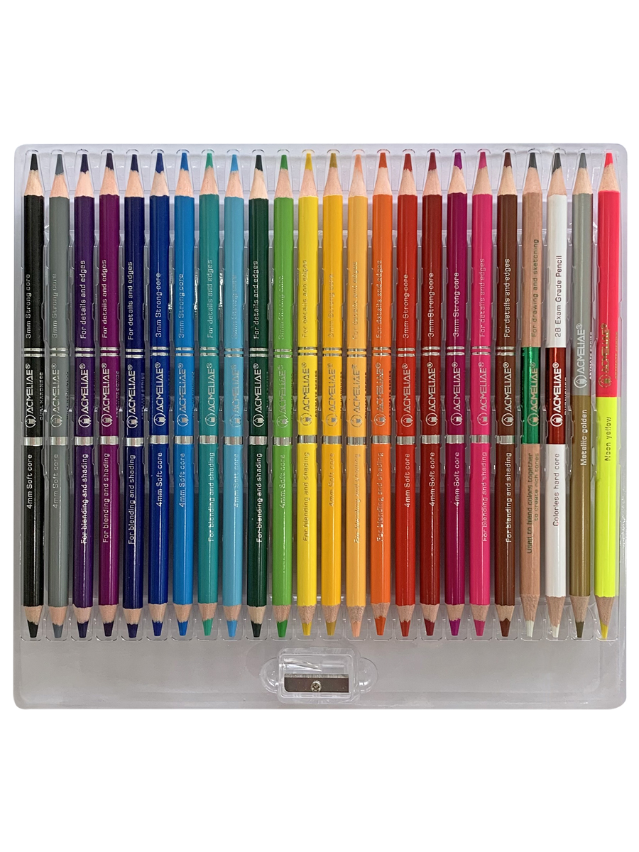 Набор карандашей цветных двусторонних ACMELIAE 24 шт + точилка, в картонном футляре Acm-43979 - фото 2