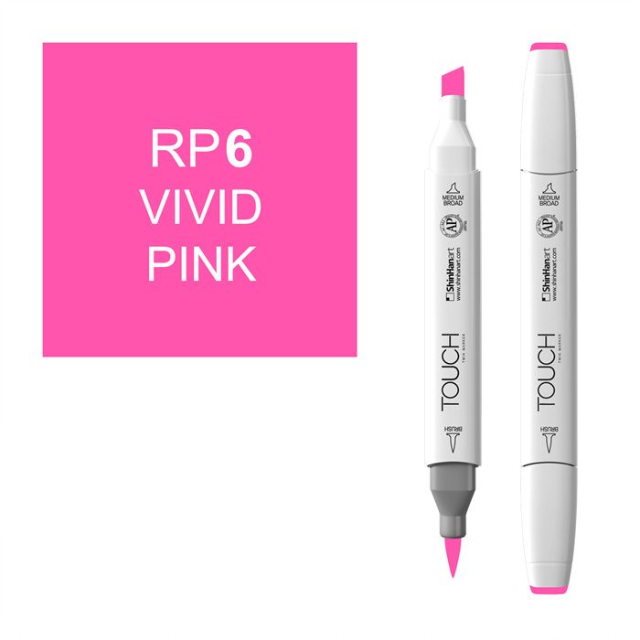 Маркер спиртовой BRUSH Touch Twin цв. RP6 яркий розовый маркер кисть karin deco brush metallic розовый