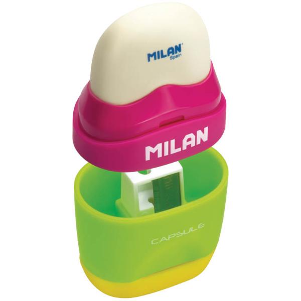 Набор MILAN ластик + точилка 1 отверстие Gapsule Mix M-4701236
