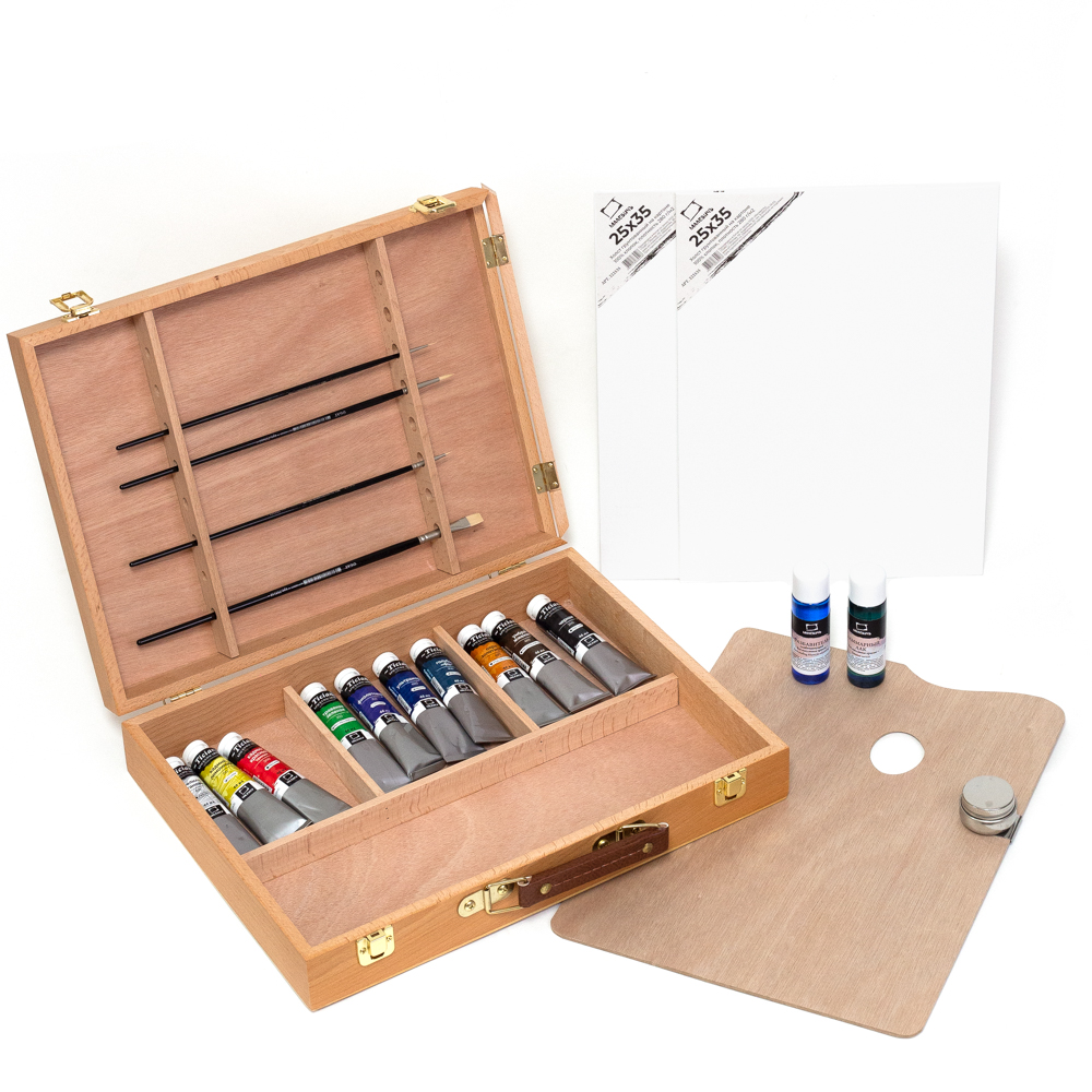 Набор масляных красок в подарочном кейсе Малевичъ, 20 предметов инструменты металлические для моделирования малевичъ 3 шт