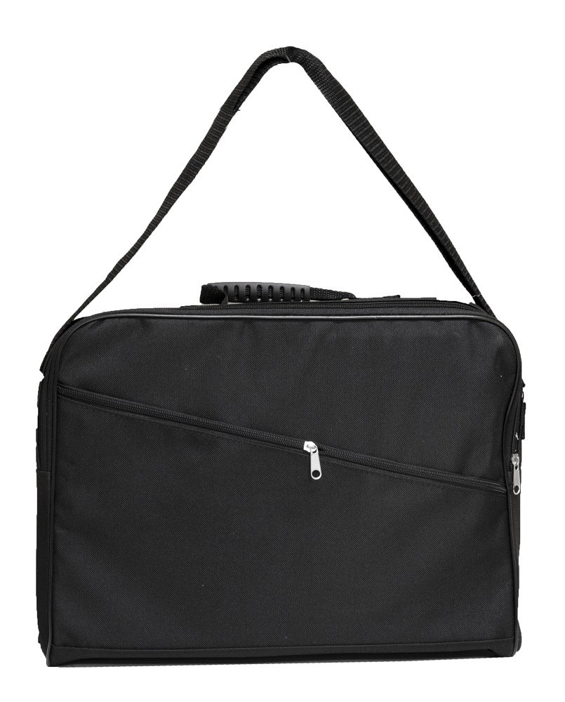 Сумка для документов 40х30х7 см, черная сумка саквояж на молнии наружный карман длинный ремень пудра