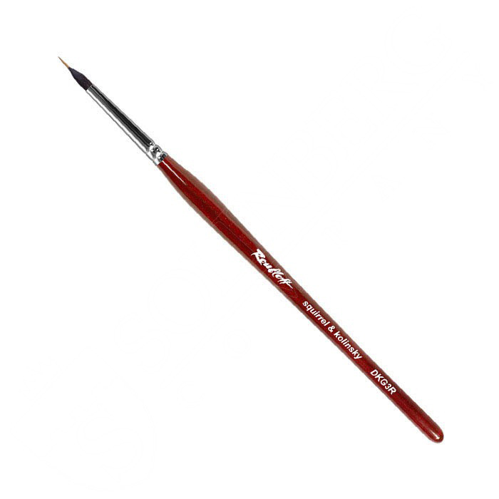 Кисть для дизайна ногтей колонок и белка №6 круглая Roubloff "DKG3R" фигурная короткая ручка, бордо 