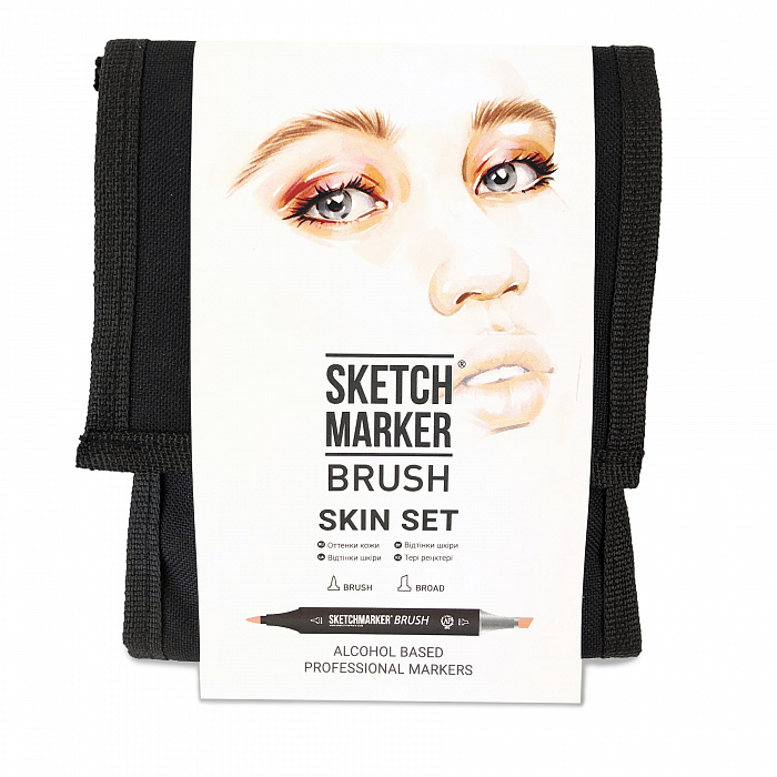 Набор маркеров Sketchmarker Brush 12 Skin Set- Оттенки кожи (12 маркеров+сумка органайзер)