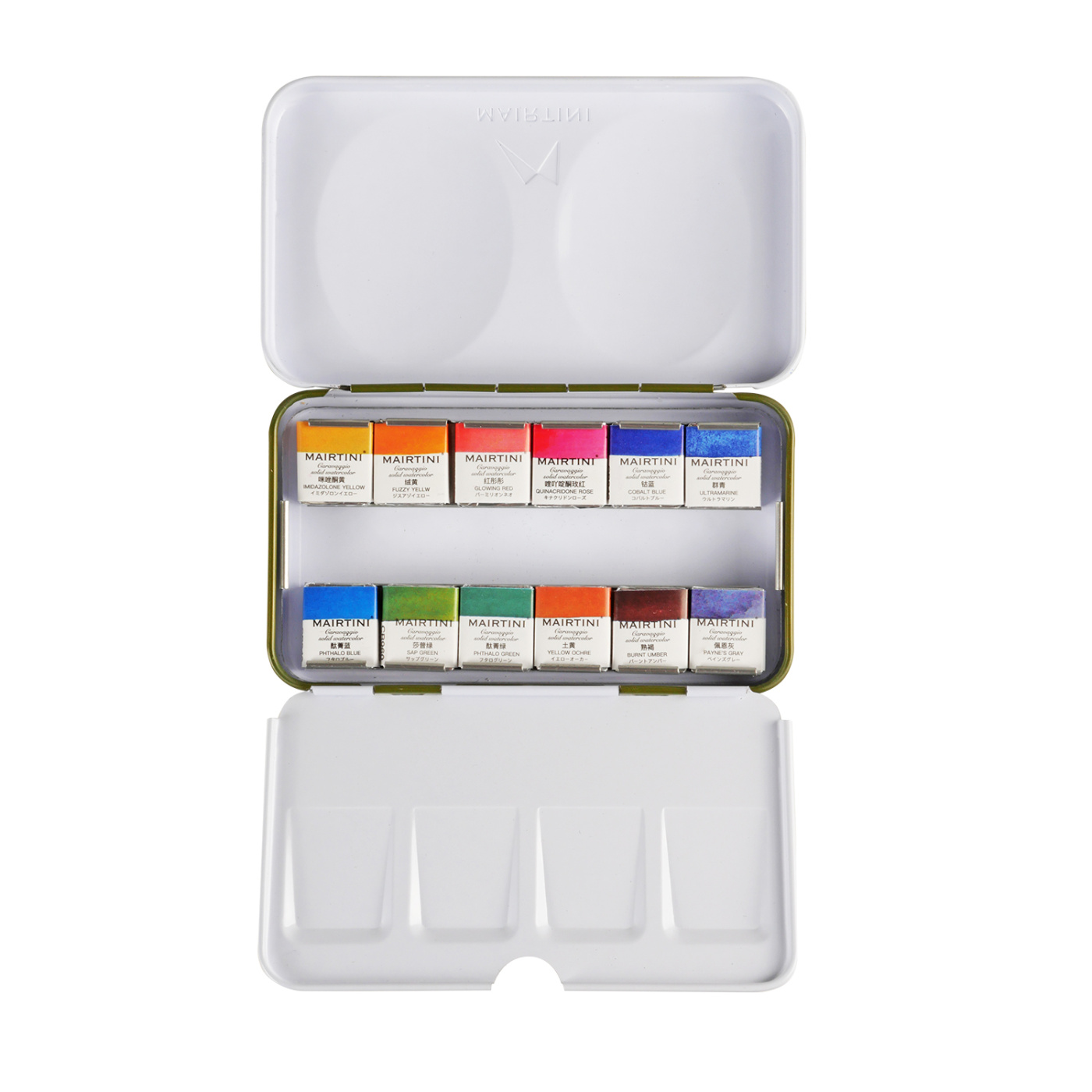 Набор акварели Mairtini "Caravaggio Professional" полукюветы, 12 цвета, в металле