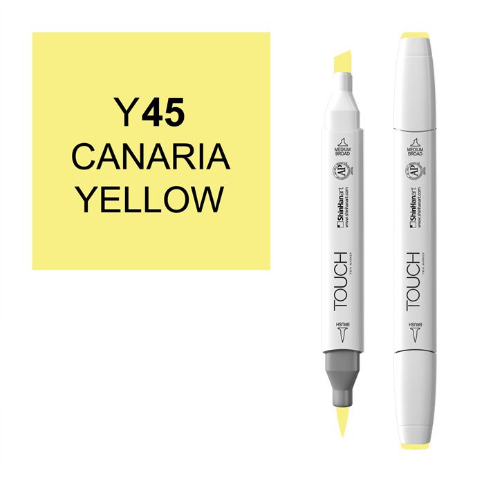 Маркер спиртовой BRUSH Touch Twin цв. Y45 желтая канарейка маркер спиртовой сонет twin brush охра желтая