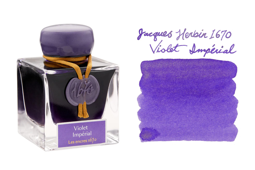 Чернила в банке Herbin Prestige 1670, 50 мл, Imperial Violet Фиолетовый с золотыми блестками чернила в банке herbin prestige 1670 50 мл