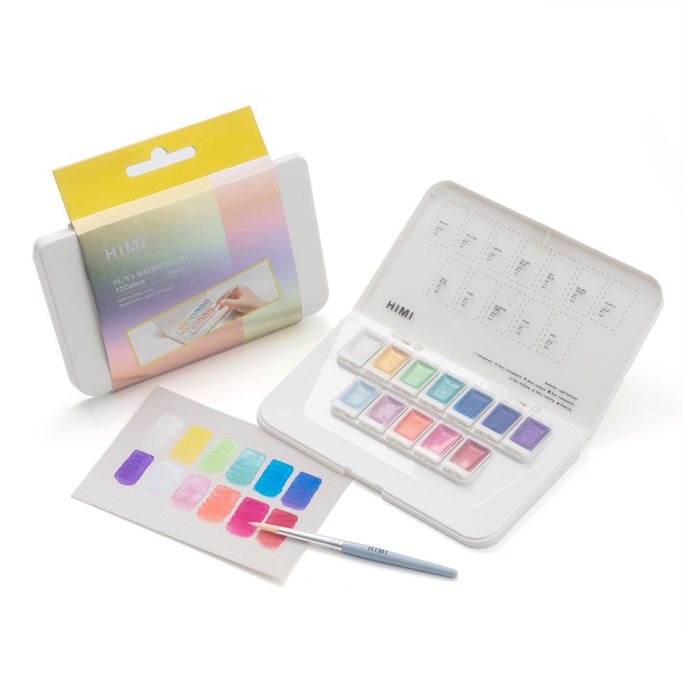 Набор акварели HIMI Металлик 12 цветов оттенки JEWELRY 1087₽