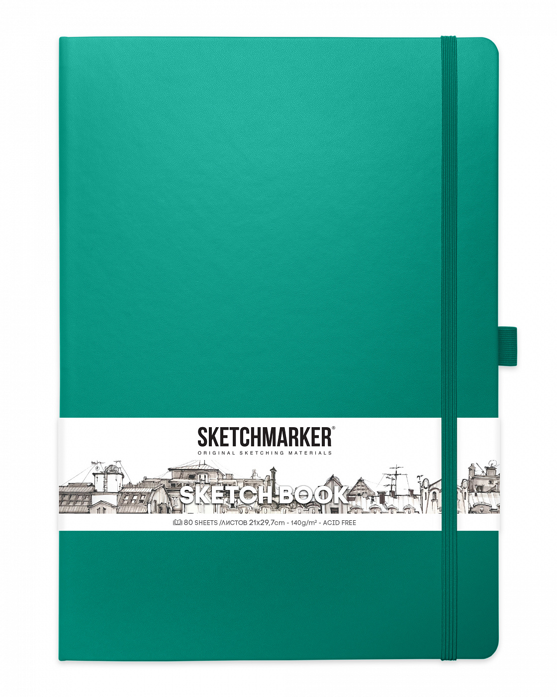 Блокнот для зарисовок Sketchmarker 21х29,7 см 80 л 140 г, твердая обложка Изумрудный головоломка тексты для текстов не читающих стихотворения
