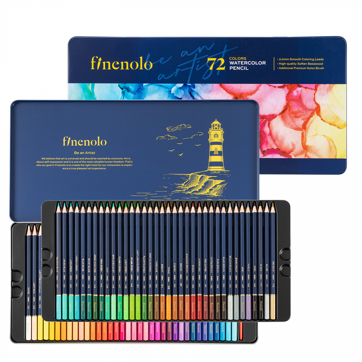 Набор карандашей акварельных Finenolo 72 цвета в металлическом пенале карандаши акварельные 12 ов каляка маляка шестигранные