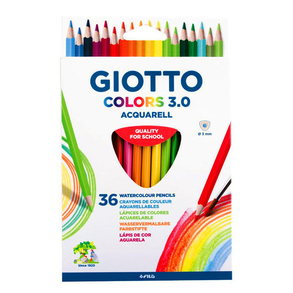 Набор карандашей акварельных Fila Giotto COLORS 36 цв треугольной формы 1303₽