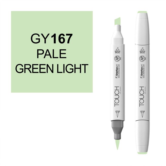 Маркер спиртовой BRUSH Touch Twin цв. GY167 бледный светло-зелёный маркер художественный сонет twin brush травяной зелёный сонет