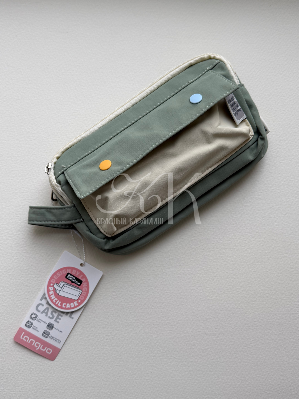 Пенал для карандашей Languo 220х115х70 мм зеленый полиэстер 1128₽