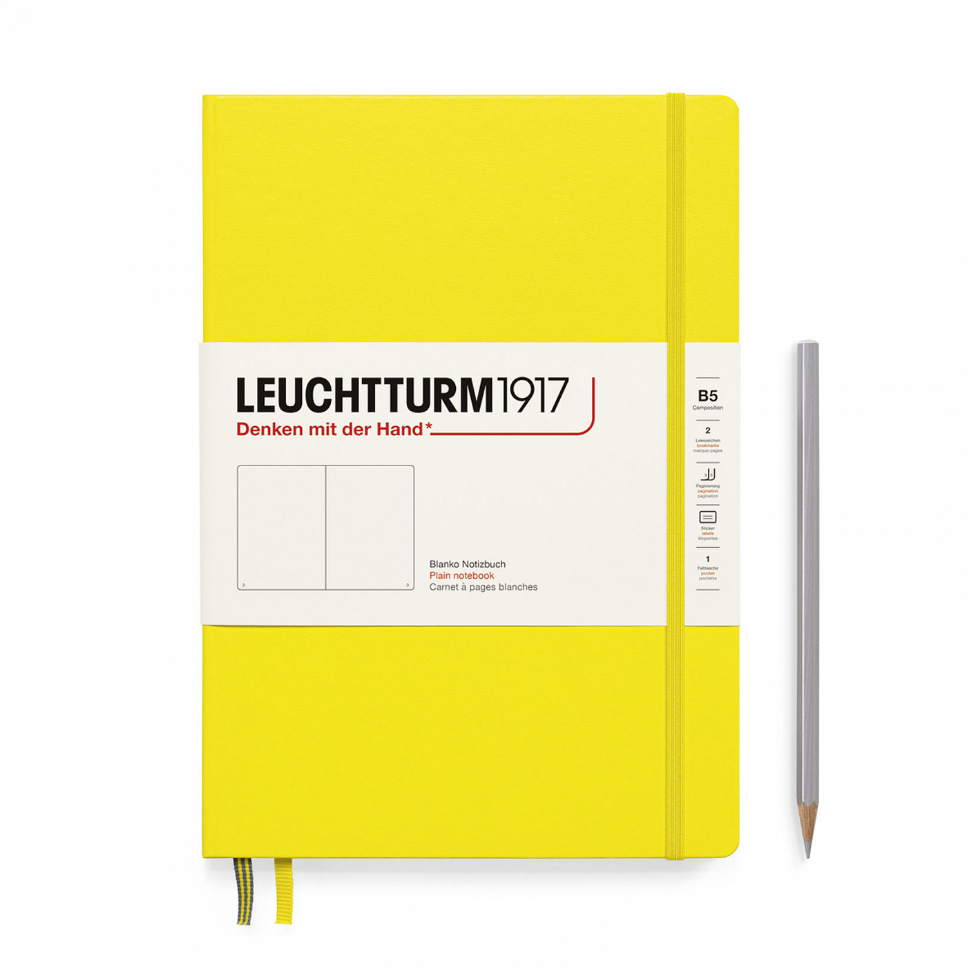 Блокнот не линованный Leuchtturm1917 Composition B5 109 л, твердая обложка Лимонный Lecht-366168 - фото 1