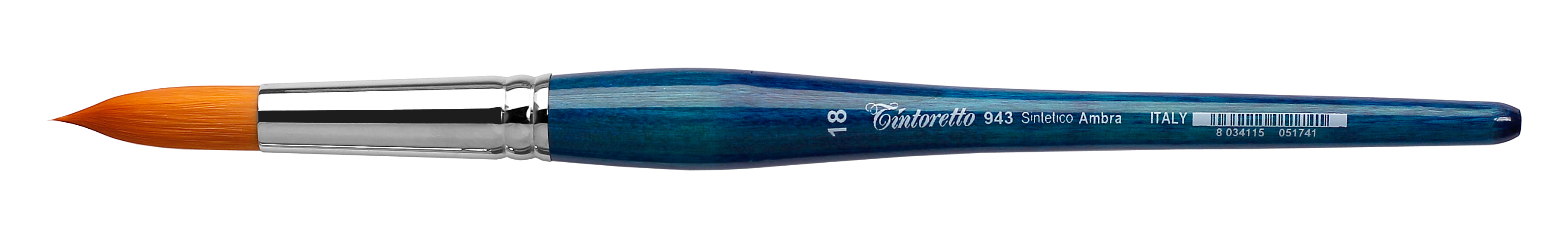 Кисть синтетика №18 круглая Tintoretto  "Amber " на короткой ручке