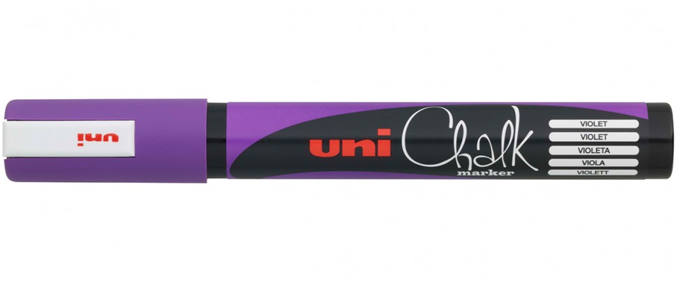 Маркер меловой Uni PWE-5М, 2,5 мм, наконечник пулевидный, фиолетовый маркер меловой uni pwe 5м 2 5 мм наконечник пулевидный золотой