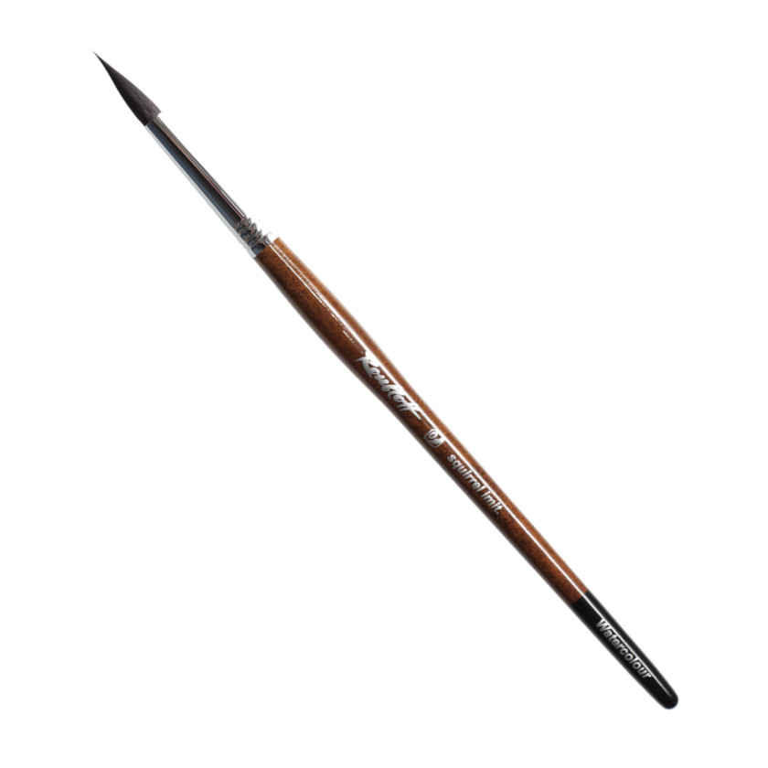 Кисть имитация белки люкс круглая Roubloff 1FSw14 ручка фигурная цвет орех с чёрным кончиком г 287₽