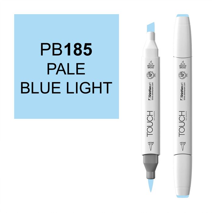 Маркер спиртовой BRUSH Touch Twin цв. PB185 бледный светло-синий маркер кисть акварельный koi блендер
