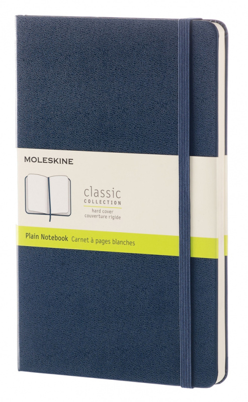 Записная книжка нелинованная Moleskine "Classic" Large, 130х210 мм 240 стр, обложка синий сапфир